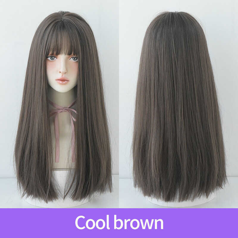 ➧ 7Jhh WIGS Long Straight For Women Natural Fluffy Black Full Fashion With Bangs High Temperature