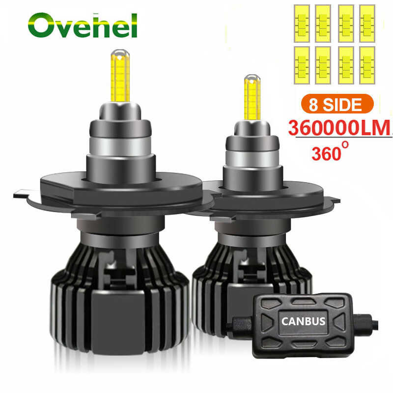 OVEHEL H11 H8 LED 360 3Lm 620W Canbus 9012 Hir2 H7 H4 D1s D2s Hb3 9005 9006 Led ไฟหน้ารถ600