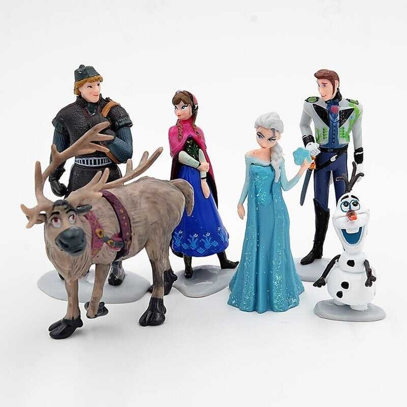 6 Pcs/Set Frozen Princess Anna Elsa Kristoff Sven Olaf PVC Action Figures Model Dolls Collection Bi