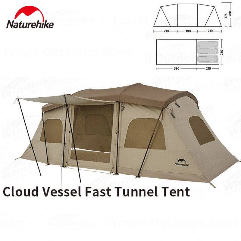 Naturehike Cloud Vessel Camping Fast Tunnel Tent 2-3 Persons Outdoor 210D Waterproof Five-sided Ventilation 1 Hall 1