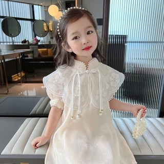 Pippikids-ชุดเดรสเด็กผู้หญิงฤดูร้อน 2023 เสื้อผ้าเด็กสไตล์ใหม่ชุดเจ้าหญิงกี่เพ้าเด็ก