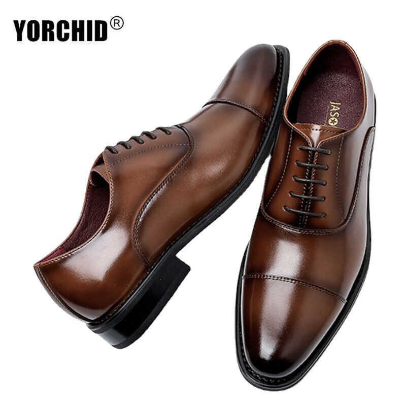 Man Split 2023 Leather Shoes Rubber Sole Man Business Office Male Dress Lether Shoes Genuine Leathe