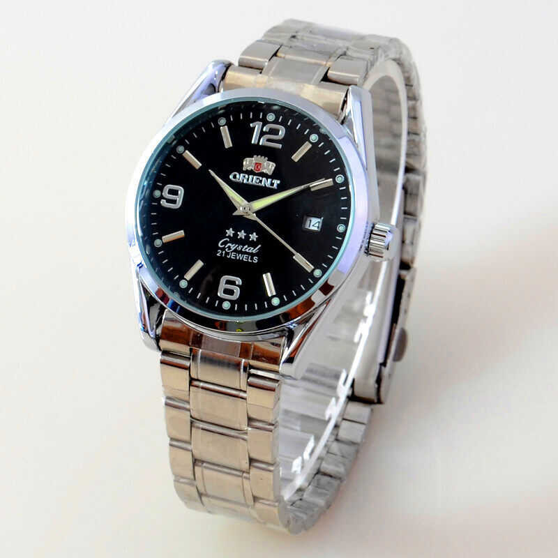 Men's Automatic Orient with Stainless Steel Strap 21 Jewels Dress Watch