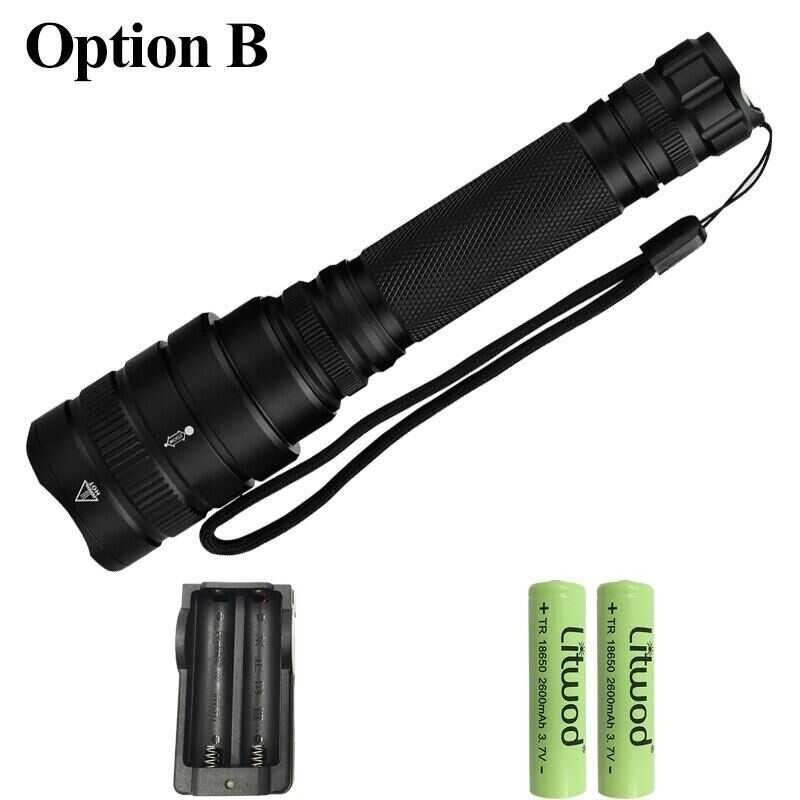 LED ยุทธวิธีไฟฉายกันน้ำไฟฉาย XHP90.2ชิปที่มีประสิทธิภาพ