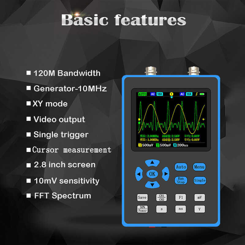 ❤ Dso2512g 120M แบนด์วิดท์แบบพกพา Dual Channel Oscilloscope 2.8 I-Nch จอแสด