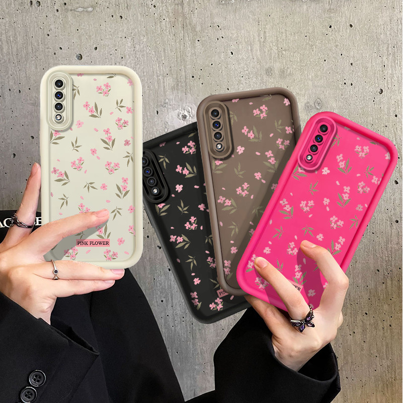 SAMSUNG สําหรับsamsung Galaxy A34 A35 A30S A50 A50S A51 A52 A52S A53 A54 A70 A72 A73 A750 A7 2018 Casingแฟชั่นดอกไม้สีชมพูสดซิลิโคนกันกระแทกนุ่มปกหลัง