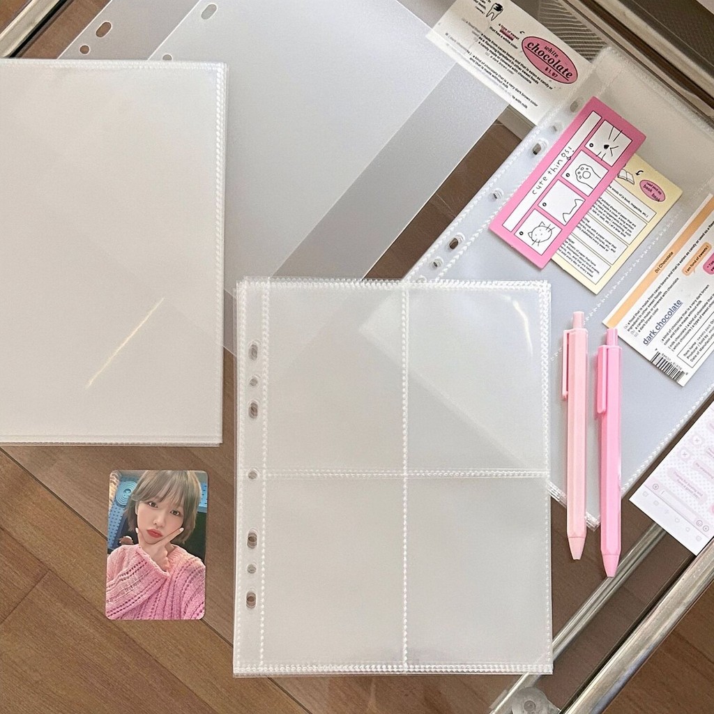 ขนาดใหญ่ A5 กว้าง 7 หลุม (พอดี 2/3/6 แหวน) แขนโปร่งใสหลวม Leaf Photocard Binder แขนรีฟิล K-pop Idol โปสการ์ดเก็บตั๋วอัลบั้มภาพ