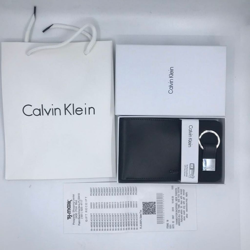 Ck Calvin Klein กระเป๋าสตางค์ ใบสั้น หนังแท้ สําหรับผู้ชาย