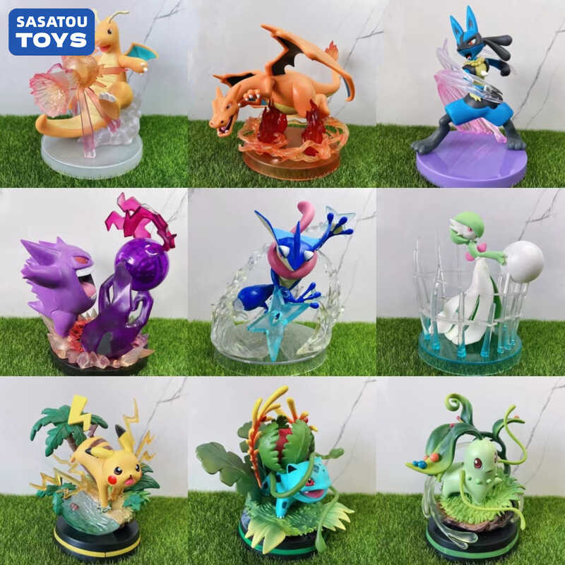 Pokémon Figure Greninja Lucario Gardevoir Large Scene Figure Dragonite Mewtwo Bulbasaur Mew Squirtl