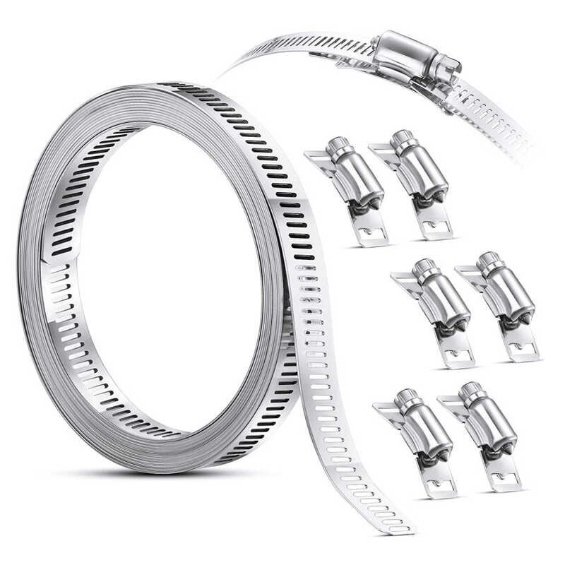 304 Stainless Steel Worm Clamp Hose Clamp Strap With Fasteners Adjustable DIY Pipe Hose Clamp Ducti