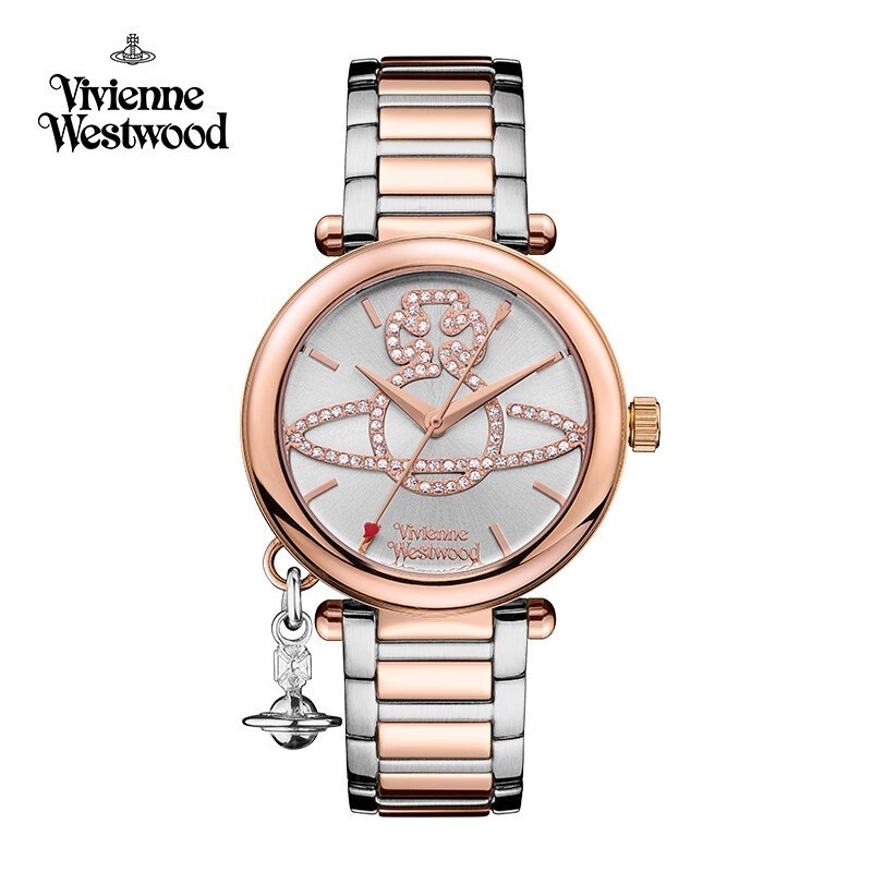 (($Most Popular $) Vivienne Westwood Vivienne Westwood) นาฬิกาข้อมือ สายเหล็ก ประดับเพชร สไตล์ใหม่