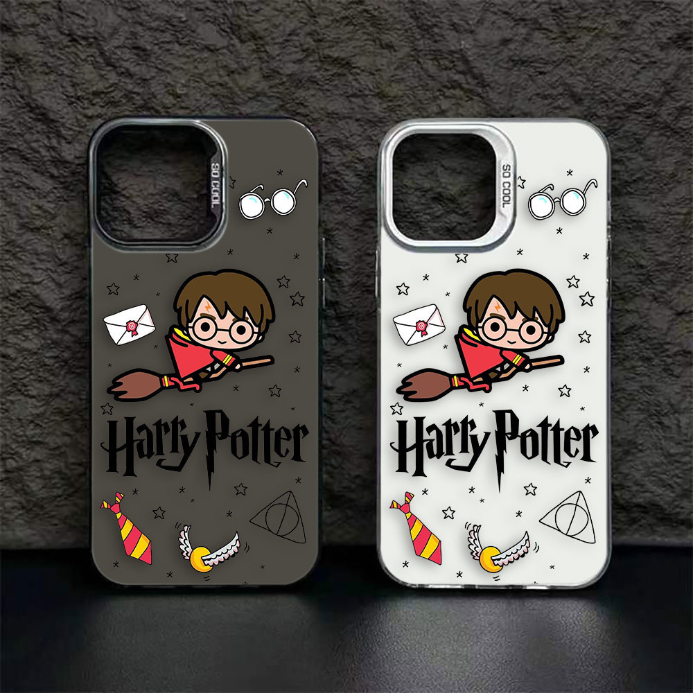 การ์ตูน Harry Potter Magic Big Hole Matte เลเซอร์ซิลิโคนโทรศัพท์มือถือสําหรับ Apple iPhone 15 Promax 14 13 12 11 Pro Max Plus XS X Max XR SE 2020 2022 8 7 Plus