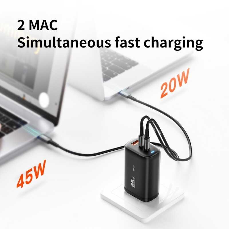 ❤ Essager 65W Gan USB Type C ที่ชาร์จไฟสำหรับแล็ปท็อป PPS 45W 25W Pd3.0 Q