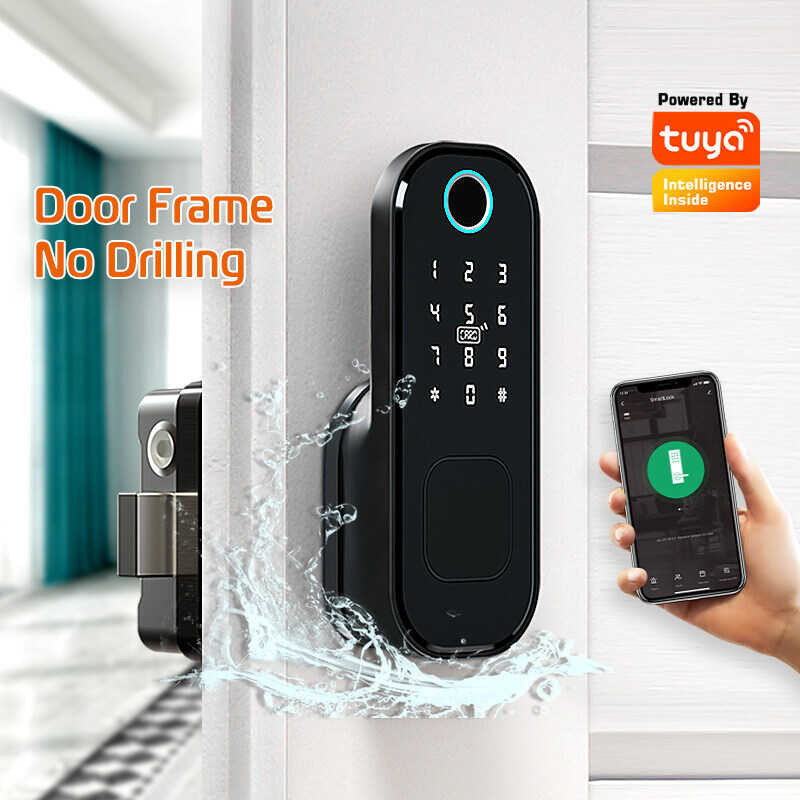 TTlock Boland Tuya APP Waterproof Wifi Fingerprint Rim Smart Card Digital Code Electronic Door Lock