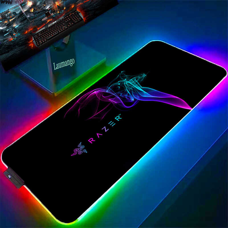 LY Razer แผ่นรองเมาส์ อุปกรณ์เสริม RGB PC แผ่นรองเมาส์เกมม