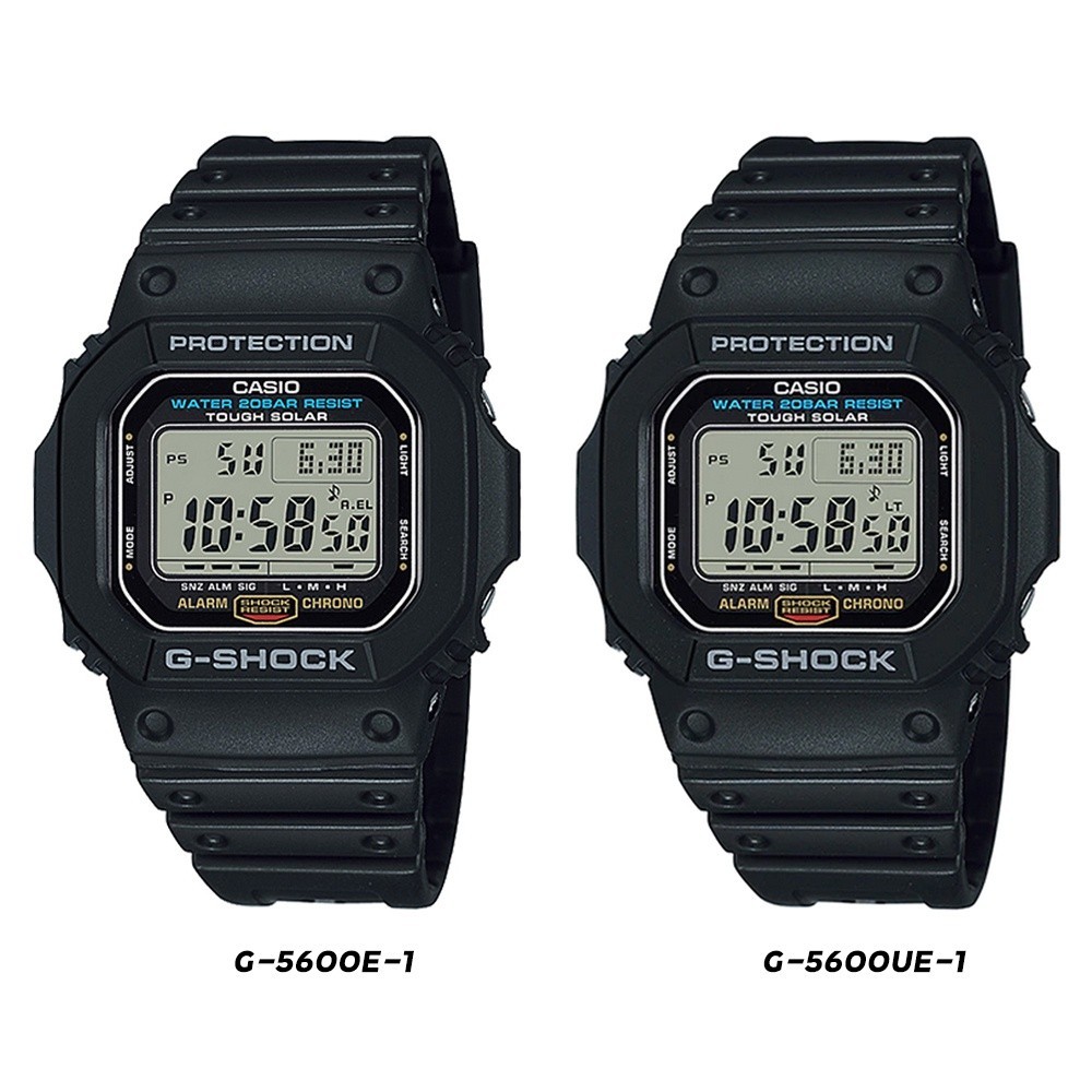 ♞,♘Casio G-Shock นาฬิกาข้อมือผู้ชาย สายเรซิ่น รุ่น G-5600E,G-5600E-1,G-5600UE,G-5600UE-1 - สีดำ