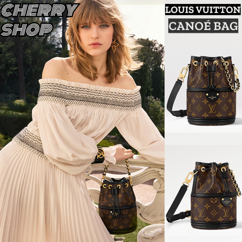♞,♘,♙หลุยส์วิตตอง Louis Vuitton LV CANOÉ BAกระเป๋าทรงถัง/กระเป๋าสะพายไหล่สำหรับผู้หญิง