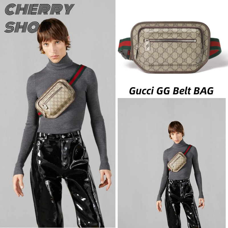 ♞,♘,♙กุชชี่ Gucci GG Belt BAGWaist Bags &amp; Chest Bagsแพ็คหน้าอก กระเป๋าคาดเอวผู้ชาย
