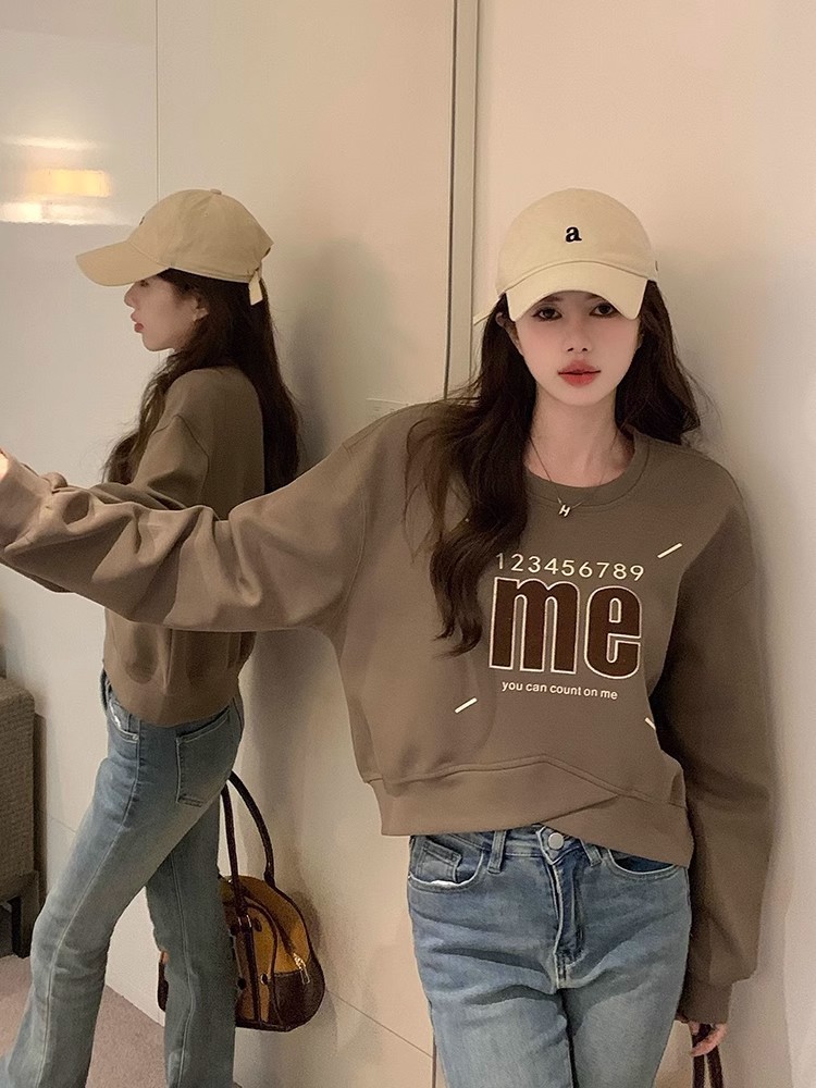 Solovely 3 สีผู ้ สไตล์เกาหลี แขนยาว เสื้อกันหนาวผู้หญิง พิมพ์ลาย โอเวอร์ไซซ์ เสื้อสเวตเตอร์