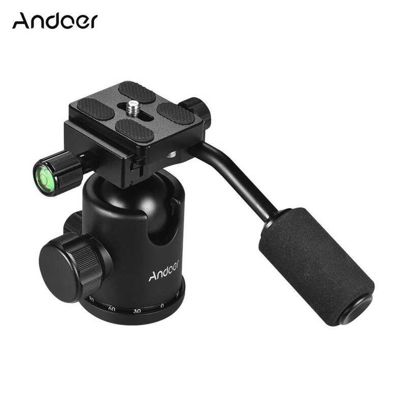 Handle Andoer Tripod Ball Head 360 Degree Rotating Panoramic Ballhead with 1/4inch Srew 3/8inch Scr 