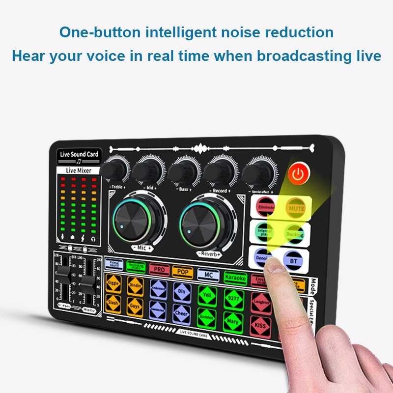 Mixer F999 Audio Live Voice Changer Mixing Console Amplifier Sound Card Phone Computer Universal