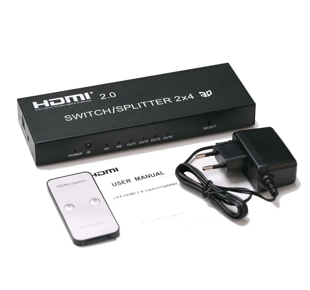 HDMI 2.0 4k 60hz 1x2 1x4 2x4 HDMI Switch Splitter 3D Video Converter สําหรับ PS3 PS4 คอมพิวเตอร์แล็ป