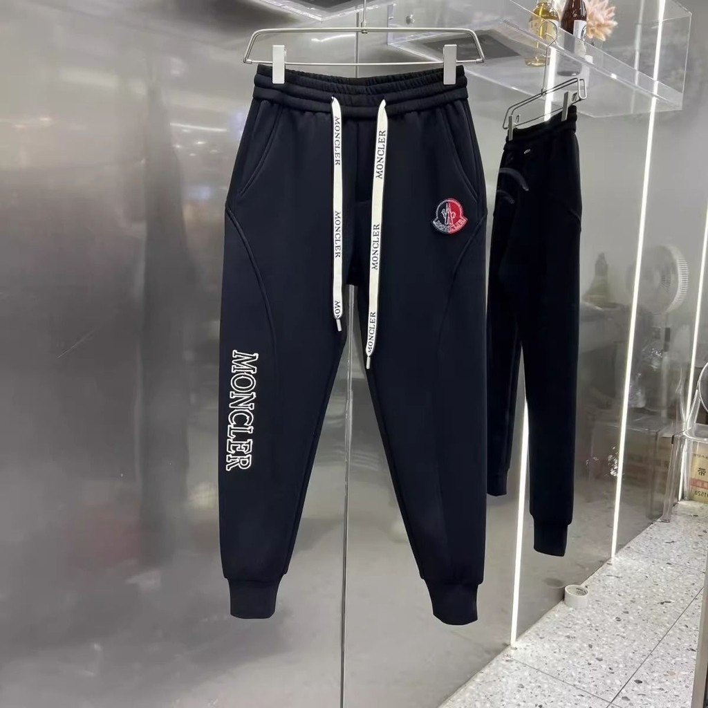 New_M0N*1ERฤดูใบไม้ผลิและฤดูใบไม้ร่วงกางเกงลําลองระดับไฮเอนด์ผู้ชายเย็บปักถักร้อยใหม่ทันสมัยและอเนกป