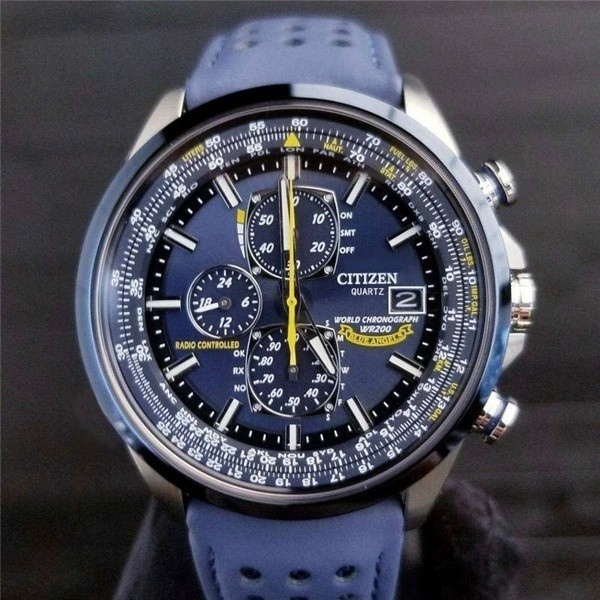 นาฬิกา CITIZEN Automatic Quatz นาฬิกาข้อมือผู้ชาย Blue Angels World Chronograph พร้อมกล่องของขวัญ