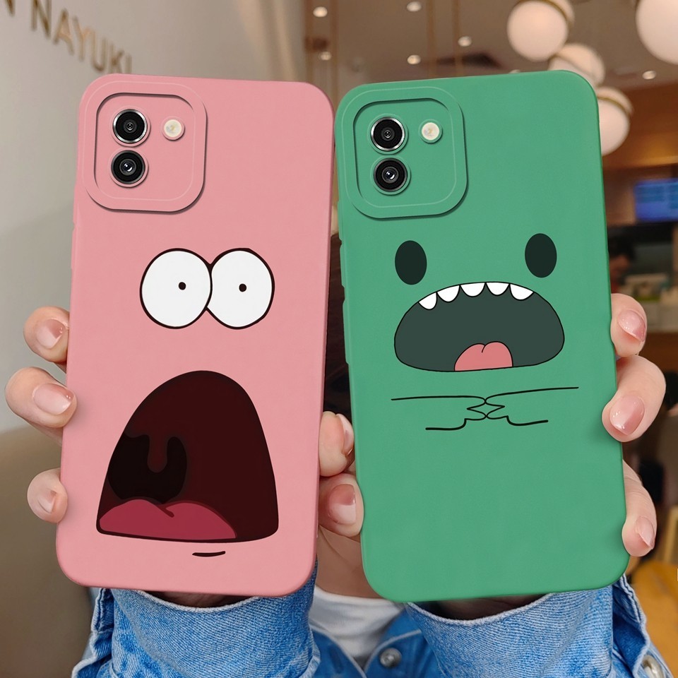 สําหรับ Samsung Galaxy A03 A03 Core A03s กรณีน่ารัก Expression Liquid Anti-Fingerprint กันกระแทกทนทา