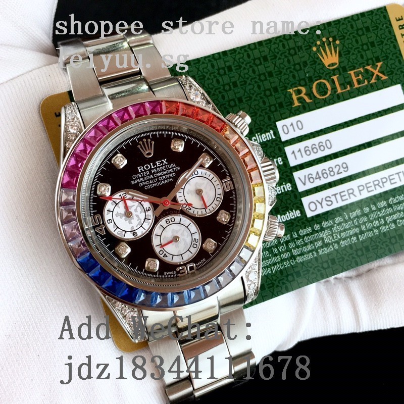 Rolex Cosmograph Daytona ชุดเพชรแฟนซี สีแฟนซี 116598 Rbow นาฬิกาข้อมือแฟชั่น สําหรับทุกเพศ