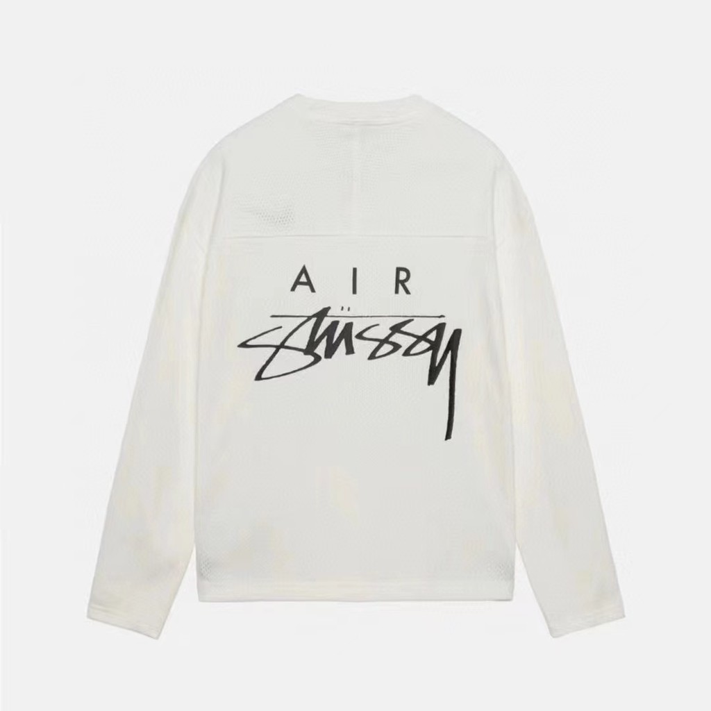 Nike X Stussy เสื้อยืดคอกลม แขนยาว ผ้าตาข่าย ทรงหลวม สําหรับผู้ชาย