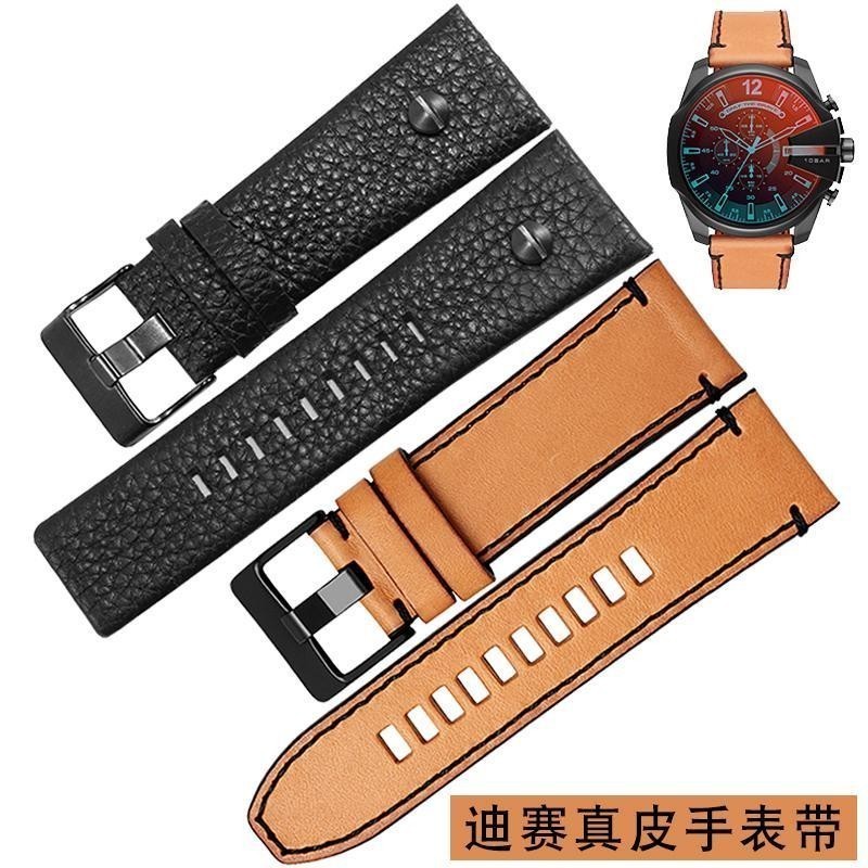 Diesel สายนาฬิกาข้อมือ หนังวัวแท้ ดีเซล ขนาด 24 มม. 26 มม. 28 มม. watch strapสําหรับ DZ7257 4476 43
