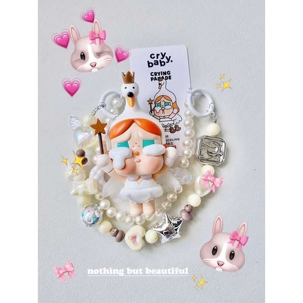 crybaby popmart POPMART Cry Baby Xunyou Series Blind Box พวงกุญแจลูกปัดวาดด้วยมือของขวัญสร้างสรรค์