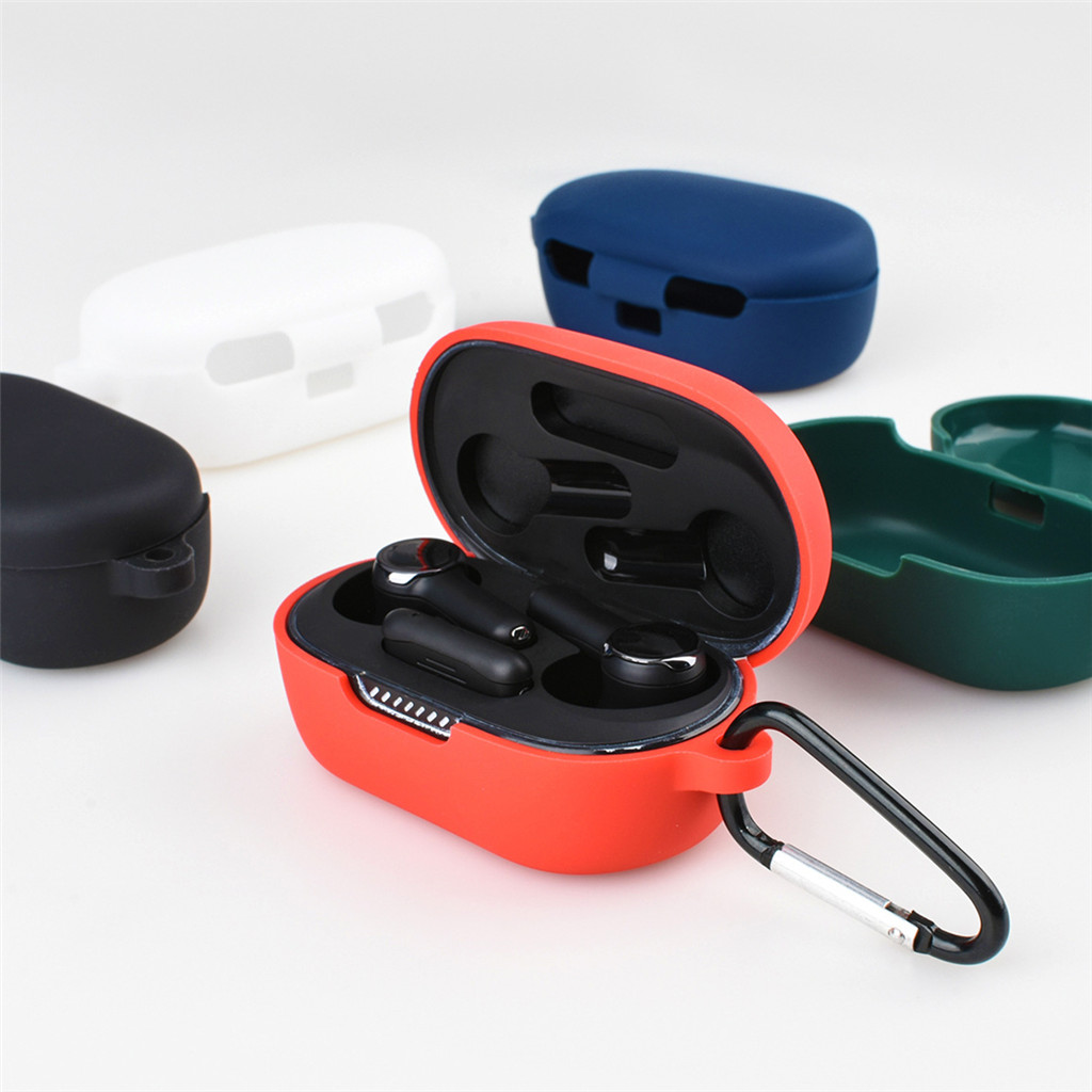 เคสหูฟังซิลิโคนอ ่ อนนุ ่ มสําหรับ JBL Quantum TWS หูฟังไร ้ สายป ้ องกันฝุ ่ นพร ้ อมพวงกุญแจ