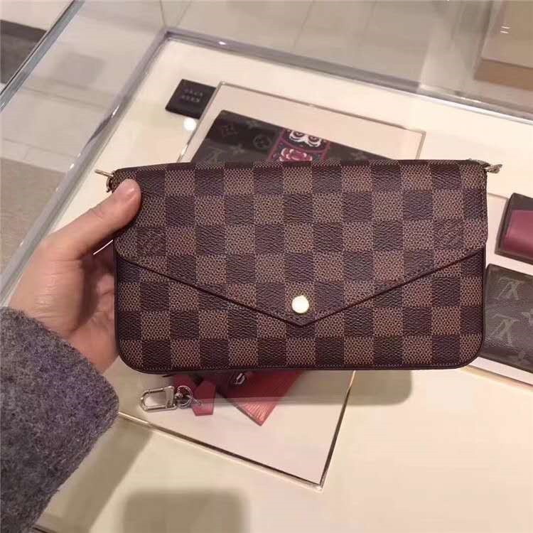 ของแท้ shot LV_ POCHETTE FELICIE กระเป๋าสะพายไหล่ สายโซ่ รุ่น N63032 QLF5