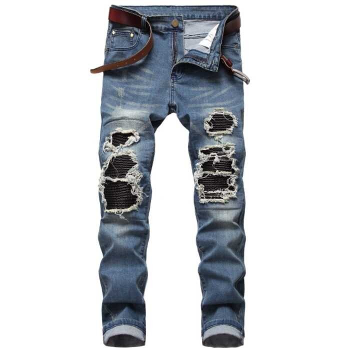 Mens GanGdun【READY STOCK】New pants clothing zipper skinny biker slim fit justin bieber jean Vinta