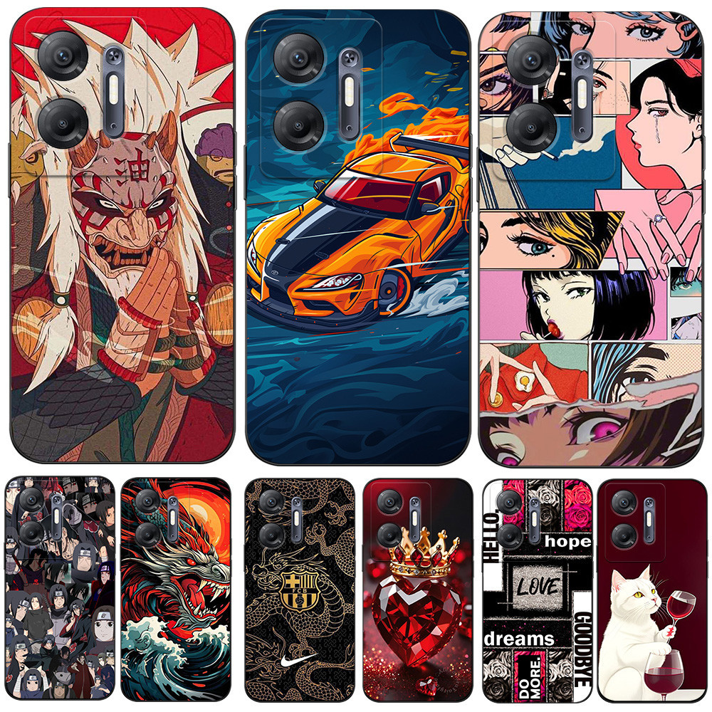 สําหรับ infinix HOT 30 5G (X6832🌹 ซิลิคอนโทรศัพท ์ ฝาหลังสีดํา tpu กรณีผีเสื ้ อสีดําเสือน ่ ารัก