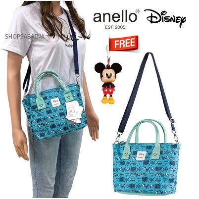 ♞Anello Disney x anello Let's travel with Mickey Tote Bag กระเป๋าผ้า สะพายข้าง กระเป๋าถือ