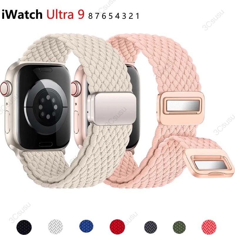 สายนาฬิกาข้อมือไนล่อนถัก สําหรับ Apple Watch 44 มม. 40 มม. 45 มม. 49 มม. 41 มม. 38 มม. iWatch serie