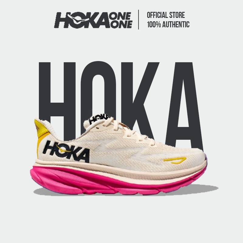 【100% Original】HOKA ONE Clifton 9 1127896-EBDB Eggnong Pink running Shoes for Men Sneakers