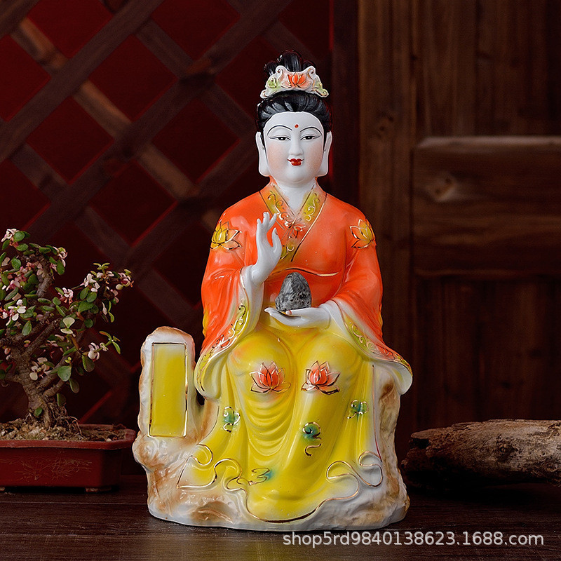N ü wa Empress Buddha Statue, Goddess Statue, Ceramic Figure N ü wa Mending the Sky, Ceramic Decoration