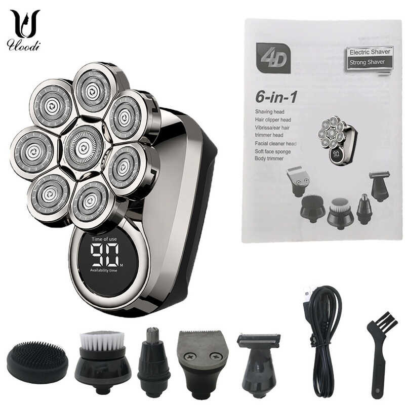 Multi 8 Blades Grooming Kit Digital Display Electric Shaver Hair Trimmer Beard Rlectric Razor Wet D