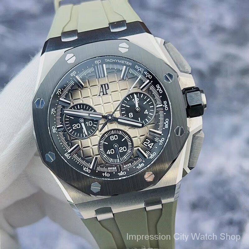 Ap Royal Oak Offshore Series 26420SO นาฬิกาข้อมือ สายสแตนเลส สีเหลือง และสีดํา 43 มม. สําหรับผู้ชาย