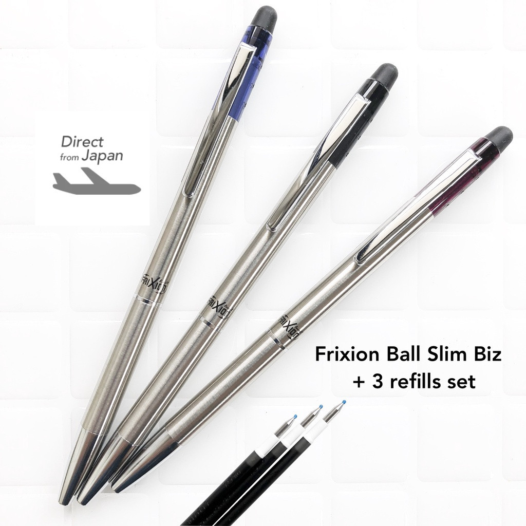 Pilot Frixion Ball Slim Biz 0.38mm Handy Size Erasable Ballpen Frixion Erasable ปากกาลูกลื่น 3 ไส้ (