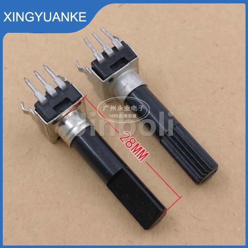2PCS RV09 ประเภทเดี่ยวแนวตั้ง Potentiometer 3 Pins B10K B20K B50K B100K A5K A10K A100K ปรับความต้านทานเพลาความยาว 28MMF