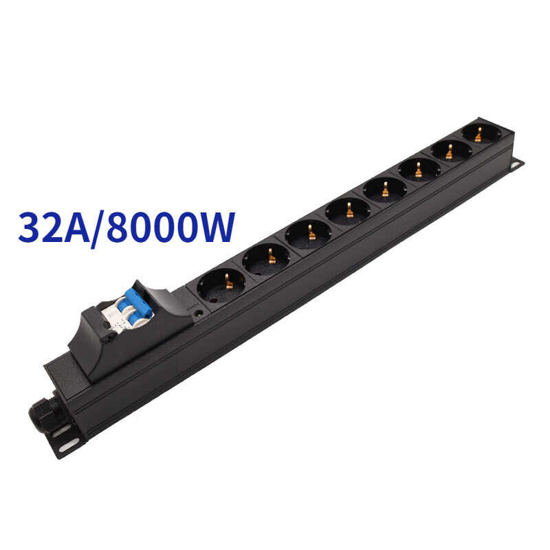ตู้เซิร์ฟเวอร์เครือข่าย PDU 8 ซ็อกเก็ตยุโรป 16A/32A สวิตช
