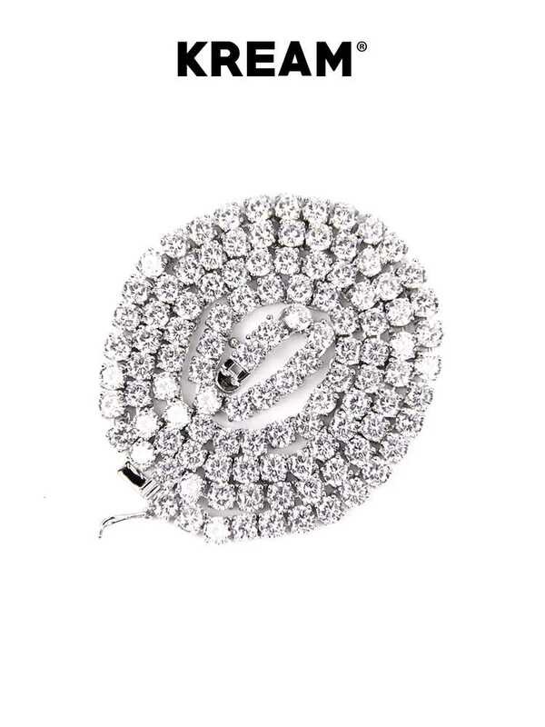 KREAM โซ่ไหปลาร้าสำหรับผู้ชายและผู้หญิง Hip Hop สีเงินแฟลชสว่าน