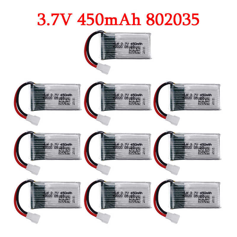 แบตเตอรี่ Lipo 450Mah 3.7V และที่ชาร์จสำหรับ X4 H107 H31 Ky101 E33c V252 U816a E33 H6c โดรน RC อะไหล