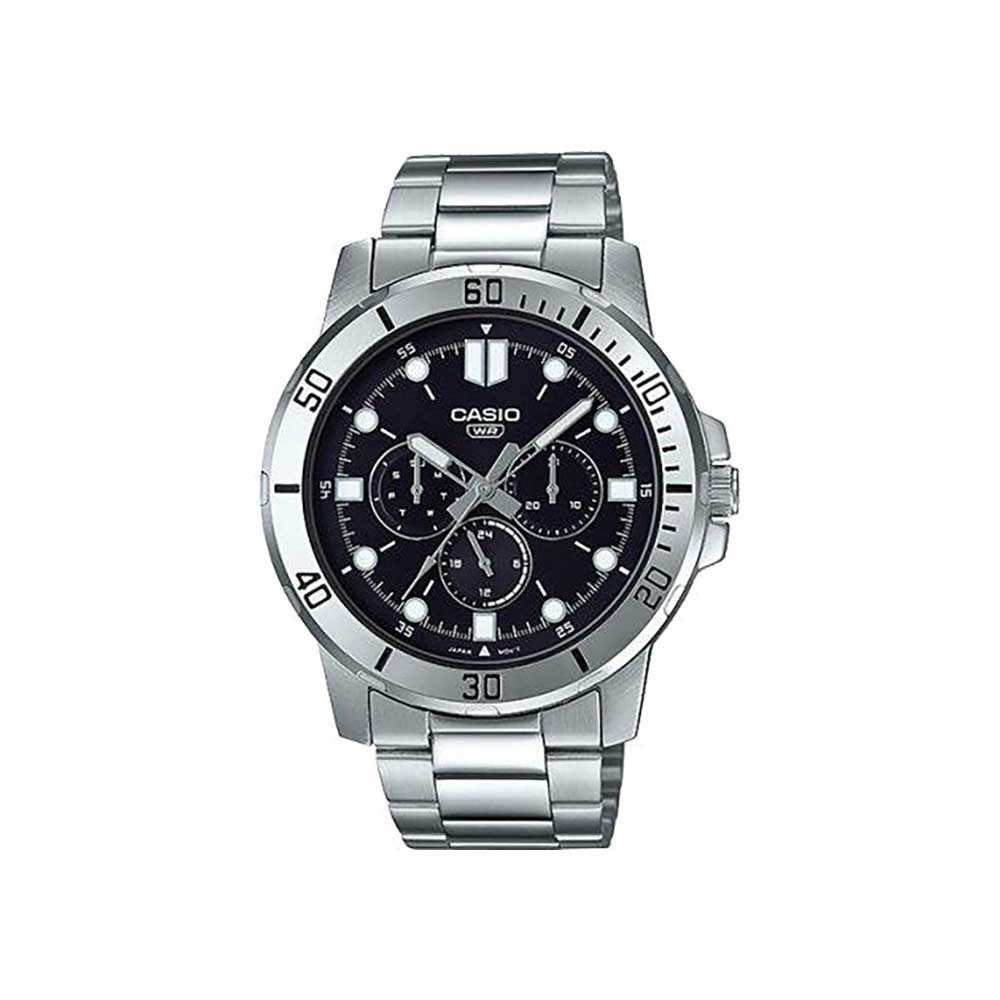 



 ♞,♘CASIO นาฬิกาข้อมือ CASIO รุ่น MTP-VD300D-1EUDF วัสดุสเตนเลสสตีล สีดำ