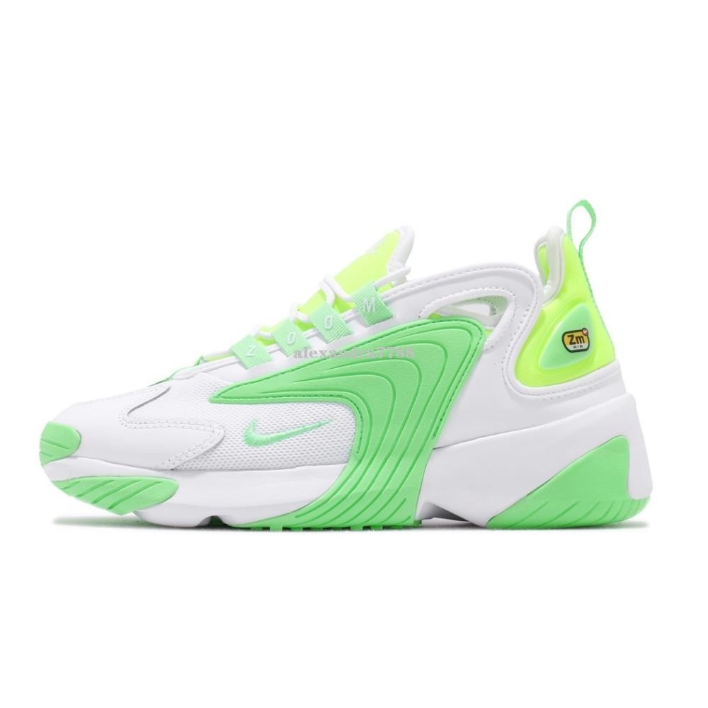 Nike Wmns Zoom 2K White Green Leather Classic All-Match Jogging Shoes CU2988-131